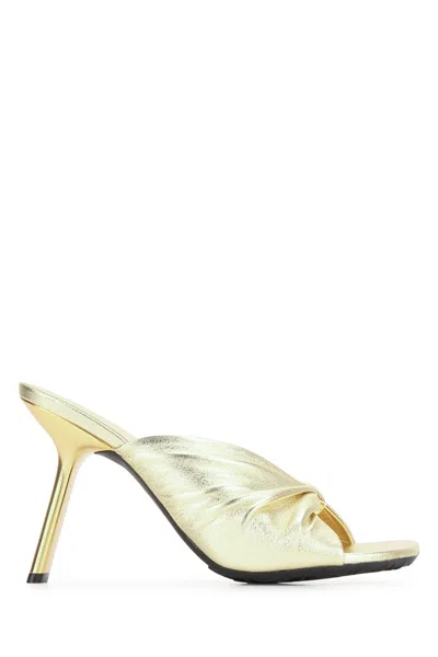 Loewe Paula's Ibiza Pebble Soft Slide 90 Heels In Gold