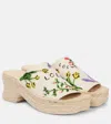 Loewe Petal 80 Espadrille Embroidered Canvas Slides In White