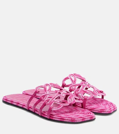 Loewe Paula's Ibiza Petal Anagram Canvas Slides In Pink