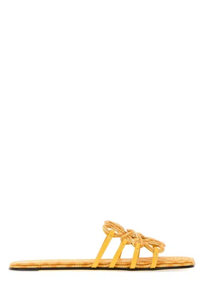 Loewe Paula's Ibiza Petal Anagram Canvas Slippers In Orange