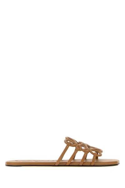 Loewe Petal Anagram Leather Slide In Brown