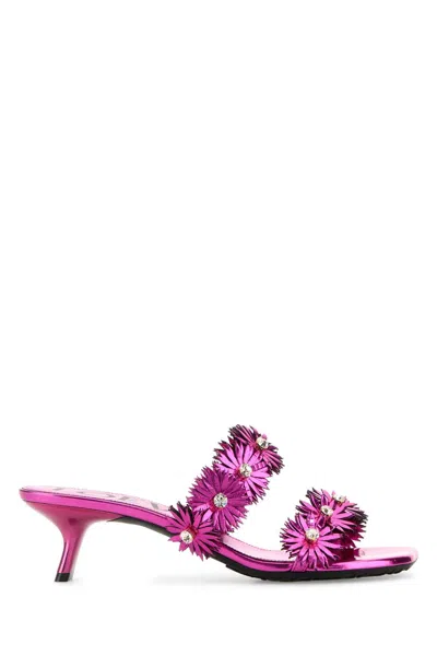 Loewe Fuchsia Leather Paula S Ibiza Petal Mules In Purple