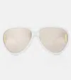 Loewe Paula's Ibiza Pilot Mask Aviator Sunglasses In White/other/smoke Mirror