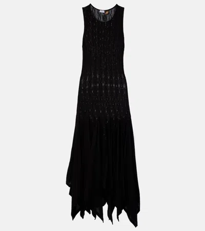 Loewe Paula's Ibiza Pointelle Cotton Jersey Maxi Dress In Black
