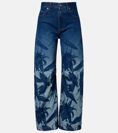 Loewe Paula's Ibiza Printed Barrel-leg Jeans In Blue