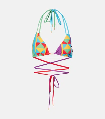 Loewe Paula's Ibiza Printed Bikini Top In Multi