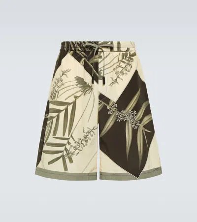 Loewe Paula's Ibiza Printed Cotton And Silk Shorts In Green