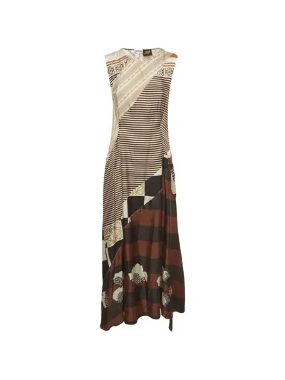 Pre-owned Loewe Paula's Ibiza Printed Cut-out Midi Dress In Brown
