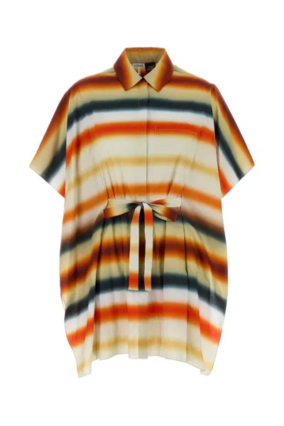 Loewe Paula's Ibiza Printed Poplin Caftan Dress In Stripped