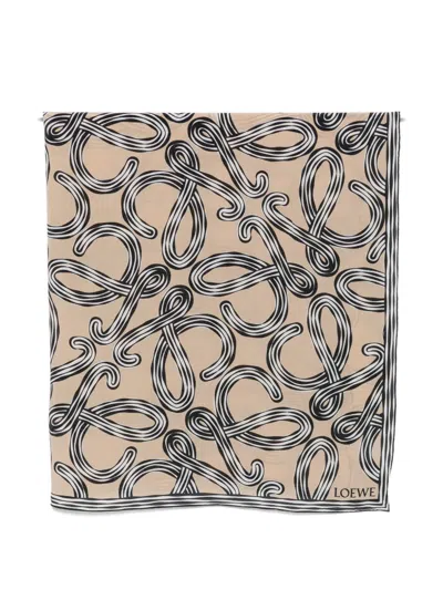 Loewe Paula's Ibiza Printed Silk Scarf In Neutral