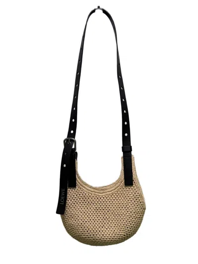 Loewe Paula's Ibiza Punch Hole Mini Rafia Crossbody Bag In Brown