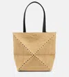 Loewe Mini Natural Raffia Puzzle Fold Tote Handbag In Beige