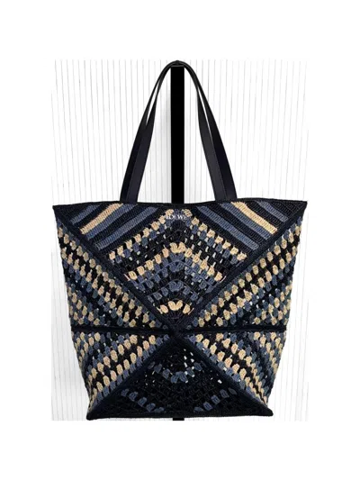 Loewe Paula's Ibiza Puzzle Fold Xl Rafia Tote Bag In Multi