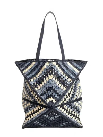 Loewe Paula's Ibiza Puzzle Fold Xl Rafia Tote Bag In Blue