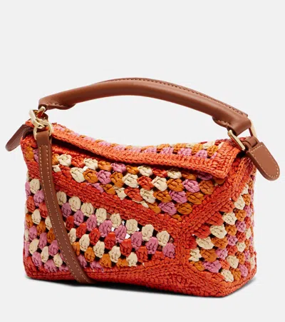 Loewe Paula's Ibiza Puzzle Mini Raffia Top-handle Bag In Multi