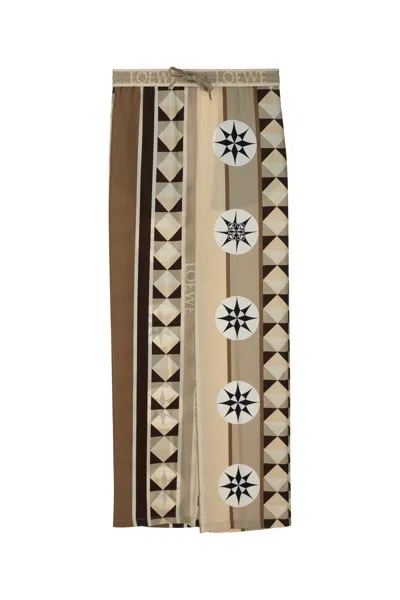Loewe Geometric Pattern Trousers Comfortable Fit Style In Brown