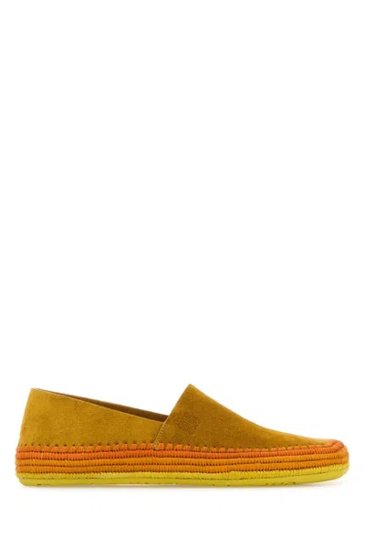 Loewe Orange Suede Paula S Ibiza Rio Espadrilles In Gold