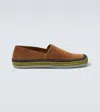 Loewe Brown Rio Slippers In Suede And Raffia In Brown