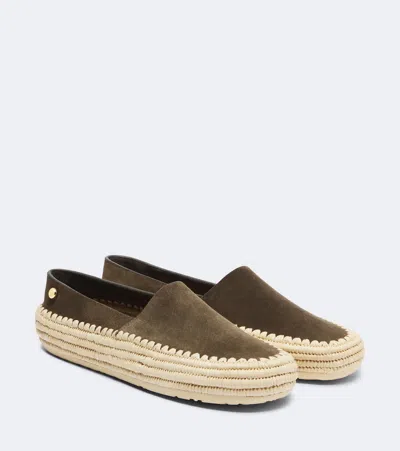 Loewe Rio Suede And Raffia Espadrillas In Brown