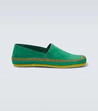 Loewe Paula's Ibiza Rio Suede Espadrilles In Green
