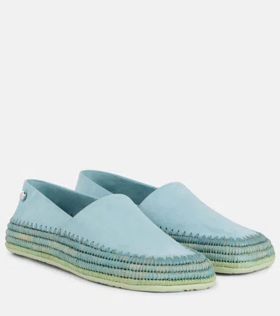 Loewe Blue Suede Espadrilles In Black