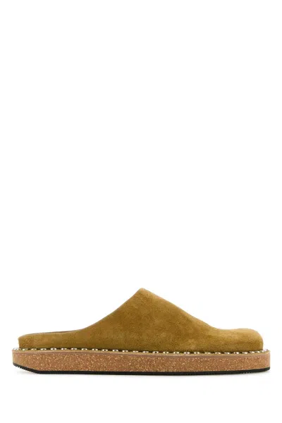 Loewe Mustard Suede Paula S Ibiza Slippers In Gold