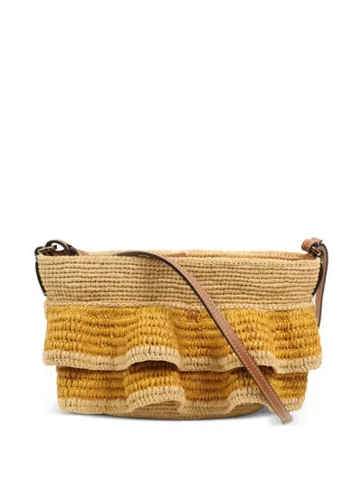 Pre-owned Loewe Paula's Ibiza Ruffled Shoulder Bag In Brown