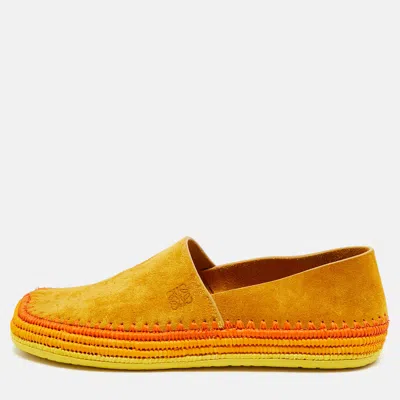 Pre-owned Loewe Paula's Ibiza Shigra Size 42 Orange Raffia And Suede Slippers