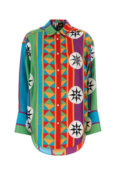 Loewe Printed Silk Paula S Ibiza Oversize Shirt In Multi