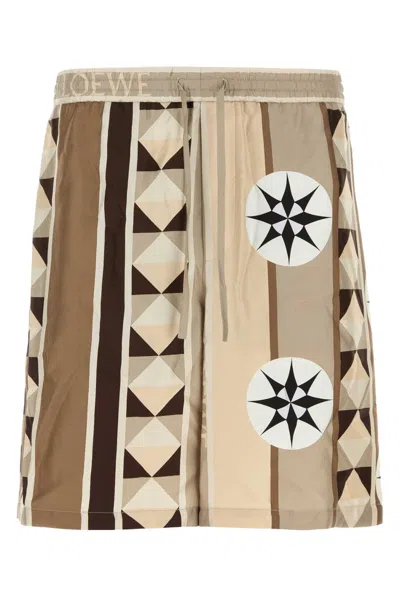 Loewe Silk Beach Bermuda Shorts Geometric Print In Multi