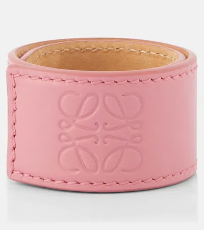 Loewe Paula's Ibiza Small Anagram Leather Bracelet In Pink
