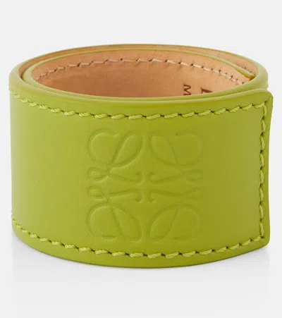 Loewe Paula's Ibiza Small Anagram Leather Bracelet In Green