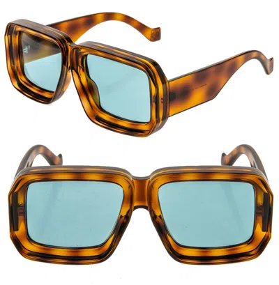 Pre-owned Loewe Paula Ibiza Square Lw40064u Brown Blue 40064 Unisex Chunky Sunglasses