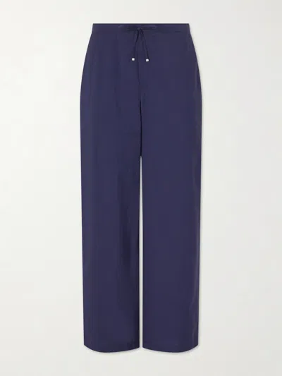 Loewe Paula's Ibiza Straight-leg Cotton-blend Drawstring Trousers In Blue