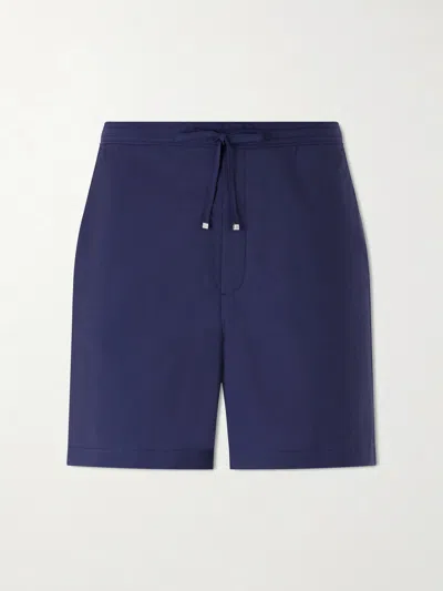 Loewe Paula's Ibiza Straight-leg Cotton-blend Shorts In Blue