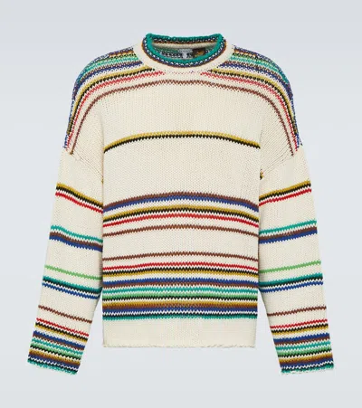 Loewe Paula's Ibiza Striped Cotton-blend Sweater In Beige