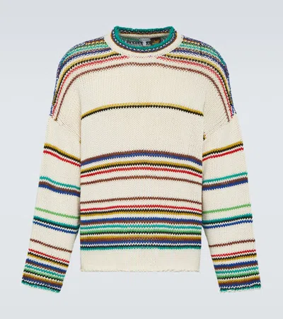 LOEWE PAULA'S IBIZA STRIPED COTTON-BLEND SWEATER