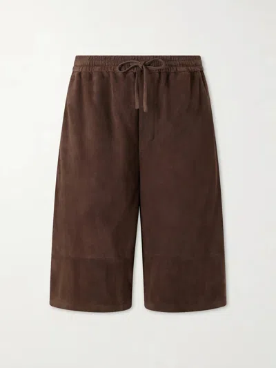 Loewe Paula's Ibiza Suede Casual Shorts In Brown