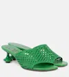 Loewe Toy Leather Woven Slide Sandals In Green