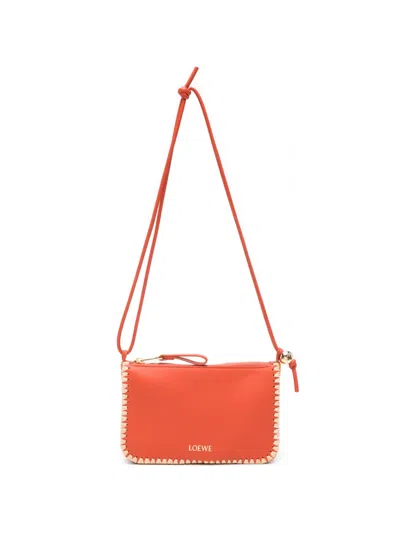 Loewe Paula's Ibiza Whipstitch-trim Clutch Bag In Orange