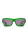 Loewe Paula's Ibiza Wrap-frame Acetate Sunglasses In Green