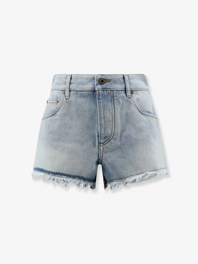 Loewe Paula's Ibiza-blue Denim Bermuda Shorts With Frayed Edges