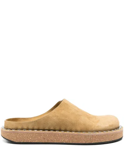Loewe Paula's Ibiza Rivet Suede Mules In Orange