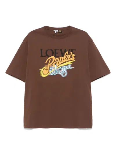 Loewe Paula's Ibiza Logo-embroidered Cotton-jersey T-shirt In Brown