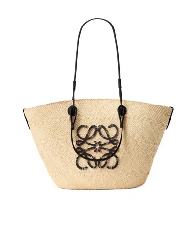 Loewe Paulas Ibiza Logo Basket Tote Bag In Natural/black