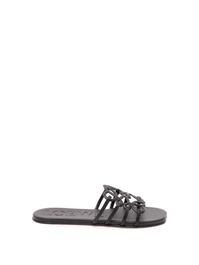 Loewe Petal Anagram Slides In Black