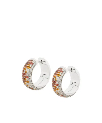 Loewe Pavé Hoop Earrings In Sterling Silver And Crystals For Woman In Red
