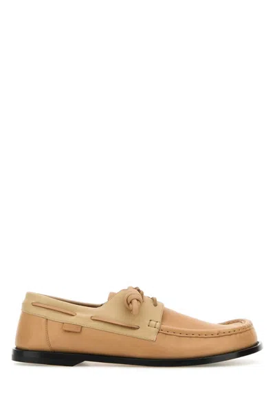 Loewe Peach Leather Campo Boat Loafers In Neutral