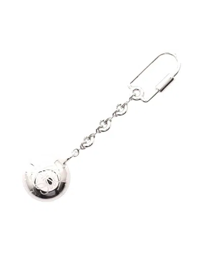 Loewe Pebble Anagram Metal Keyring Keychain (authentic Pre-loved) In Metallic