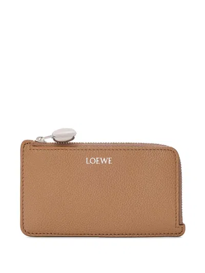 Loewe Pebble Anagram-detail Cardholder In Brown